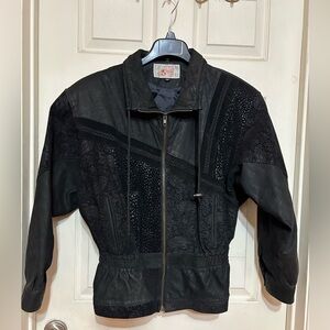 vintage ADLER black leather bomber jacket 80’s 90’s size M